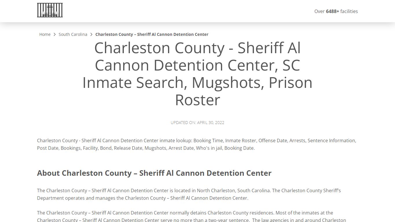 Charleston County - Sheriff Al Cannon Detention Center, SC ...